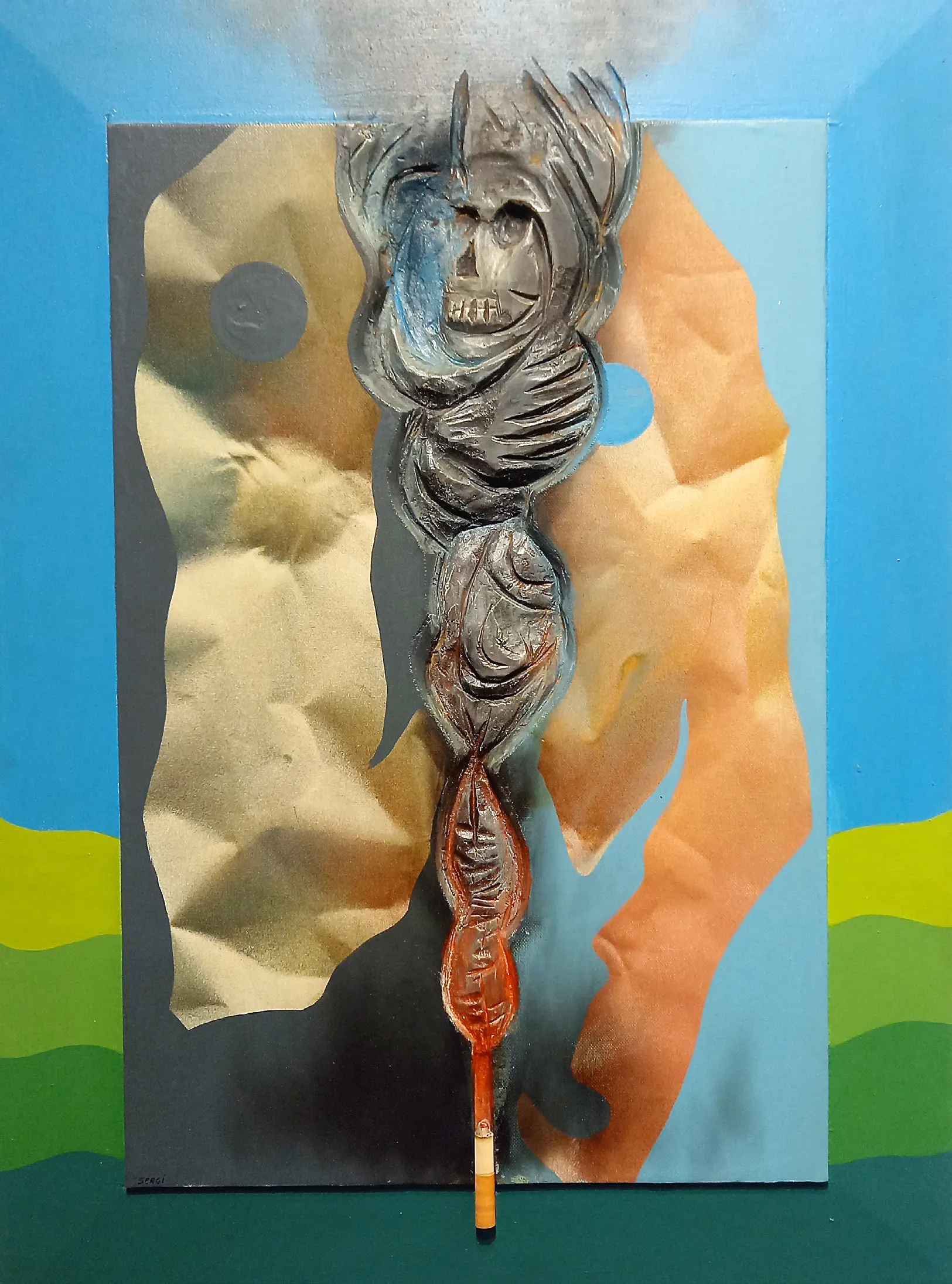 Smoke - la morte è dietro l’angolo (scultopittura)